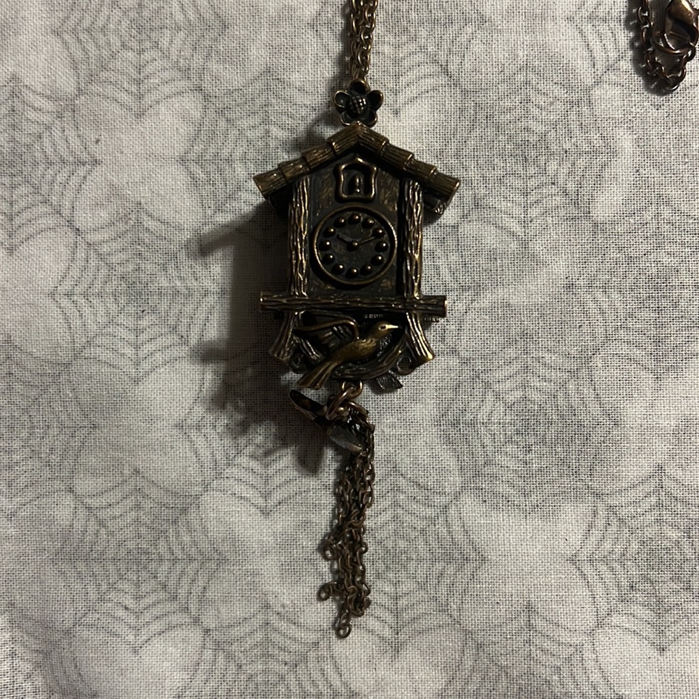 Vintage Long Cuckoo Clock Necklace